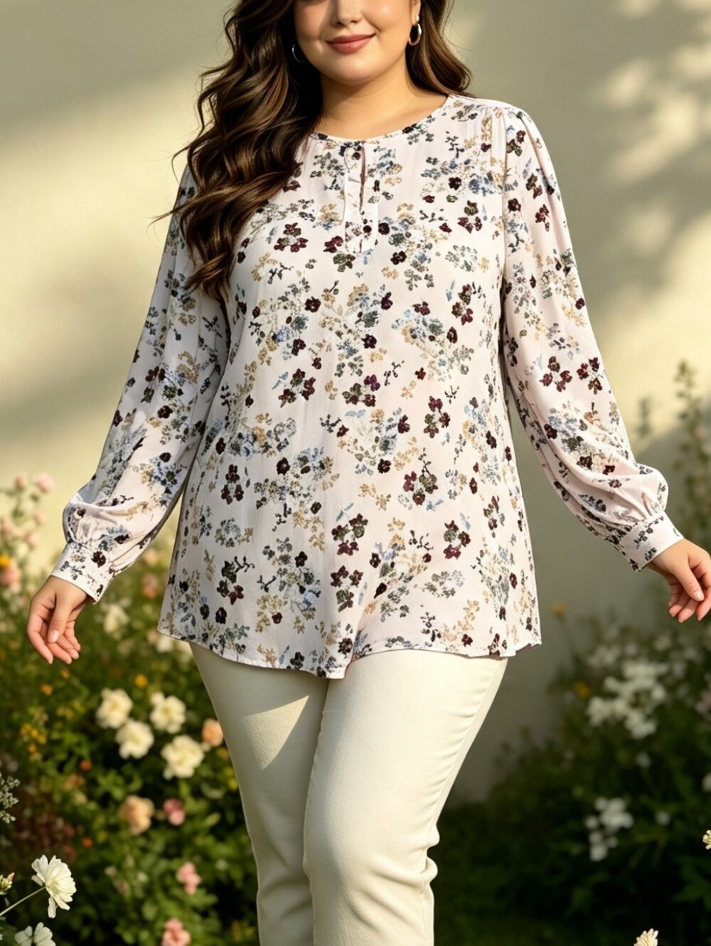 Loft Floral Long-Sleeve Blouse size XL
